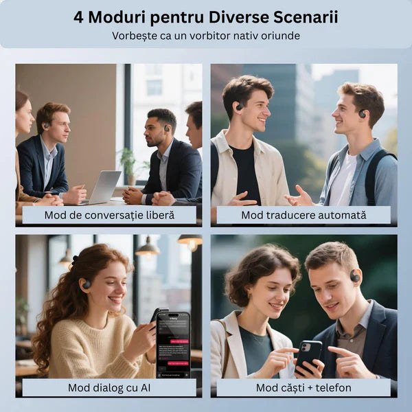 Cele 4 moduri ale căștilor: conversație liberă, traducere automată, dialog cu AI și căști plus telefon